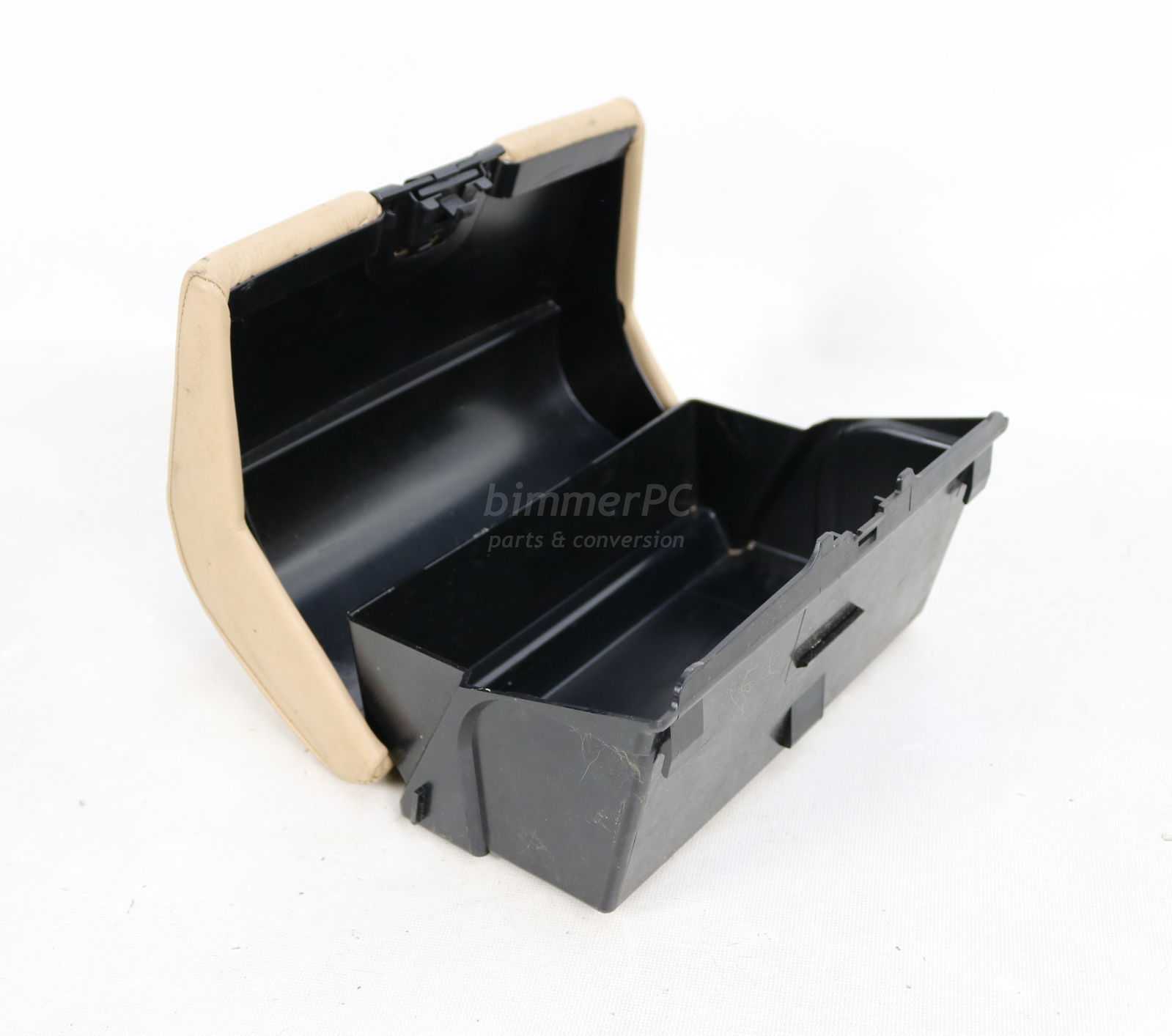 Picture of BMW 52208177127 Rear Seat Arm Rest First Aid Storage Compartment Sand Beige Leather E38 for sale